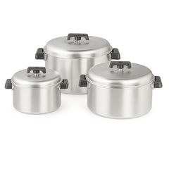 3-Piece Stainless Steel Hot Pot Set – Insulated Casserole Collection (Silver Finish)