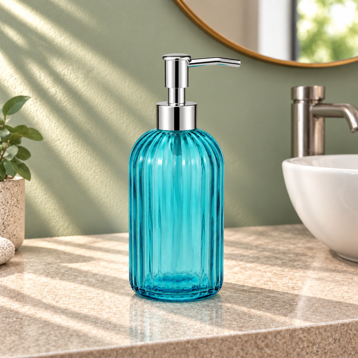 Glass Liquid Soap Bottle – Blue & Purple