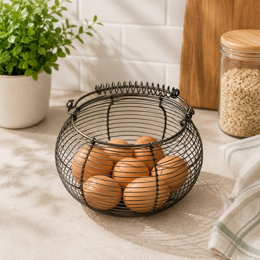 Round Metal Wire Egg Storage Basket