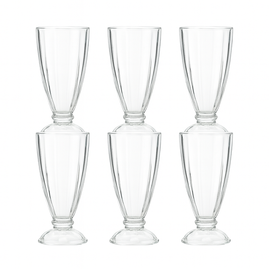 Tall Clear Pressed-Glass Ice Cream Cups – 6-Piece Dessert Set, 340 ml Capacity