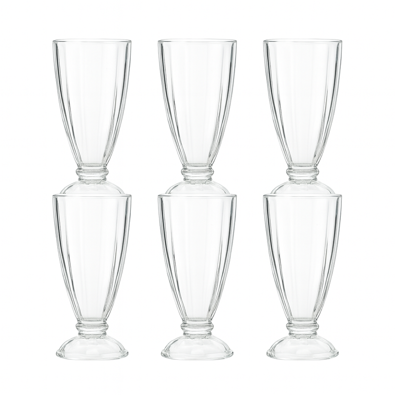 Tall Clear Pressed-Glass Ice Cream Cups – 6-Piece Dessert Set, 340 ml Capacity - Habitt