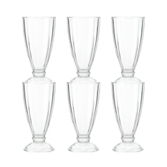 Tall Clear Pressed-Glass Ice Cream Cups – 6-Piece Dessert Set, 340 ml Capacity