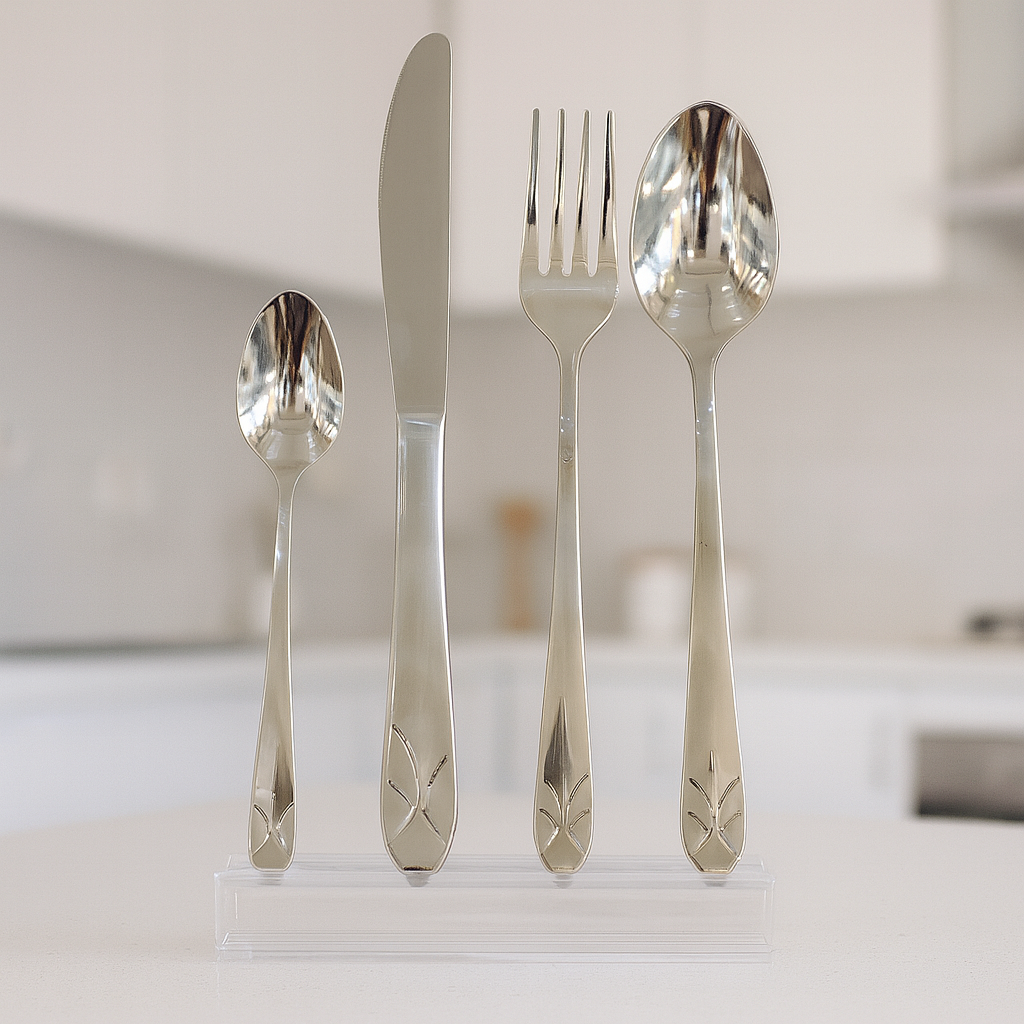 52-Piece ALPEN Cutlery Set – Stainless Steel with Leaf-Pattern Handle Design