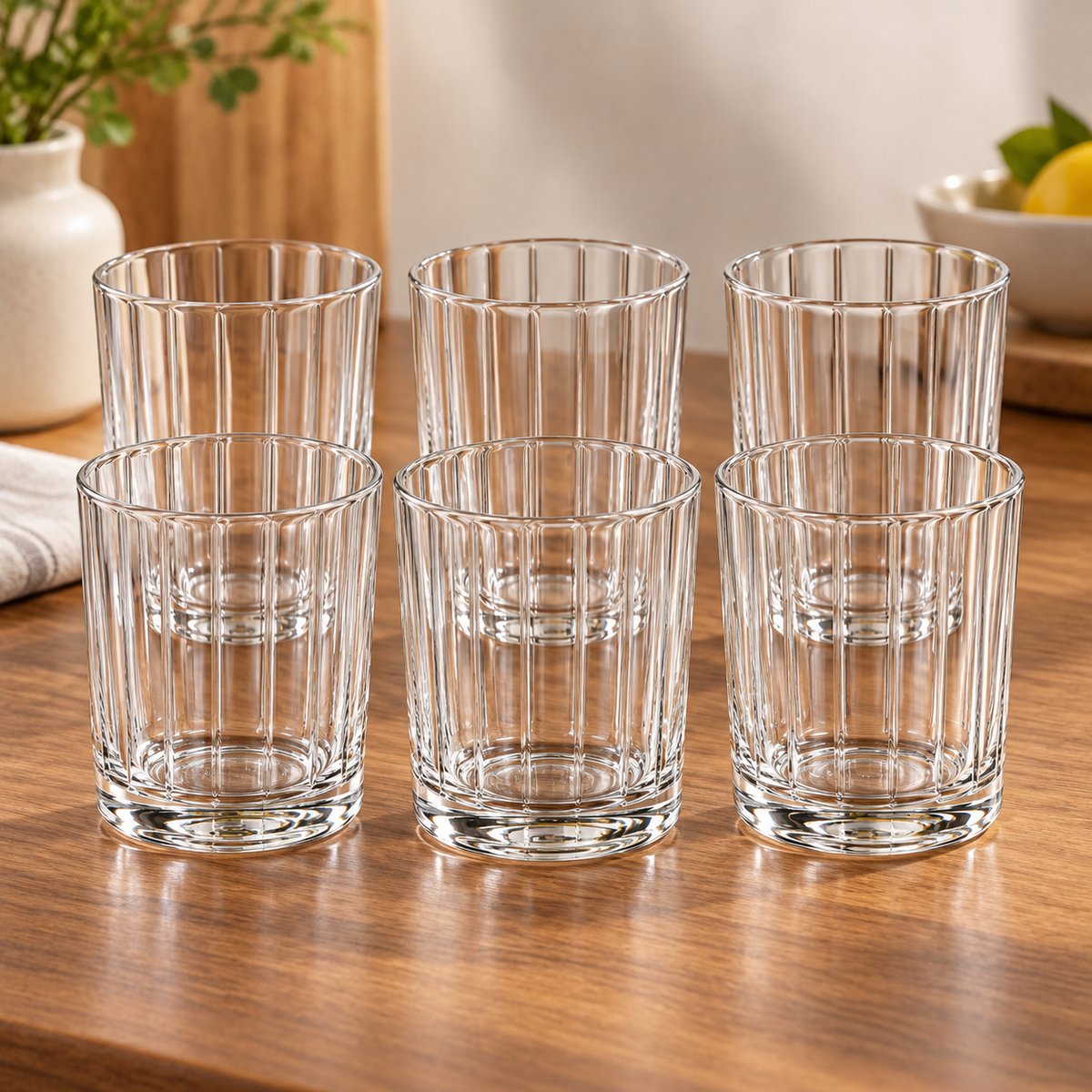 6 Pcs Tumbler Glass Set 340ML – Premium Clear Glass Tumblers for Water, Juice, Soft Drinks, Mocktails & Everyday Use