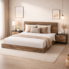 Flamingo King Size Bed with 2 Side Tables - Habitt