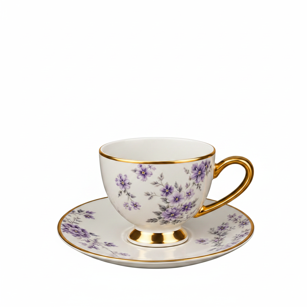 12 PCS Deluxe Cup & Saucer Set – Stylish Tea & Coffee Tableware