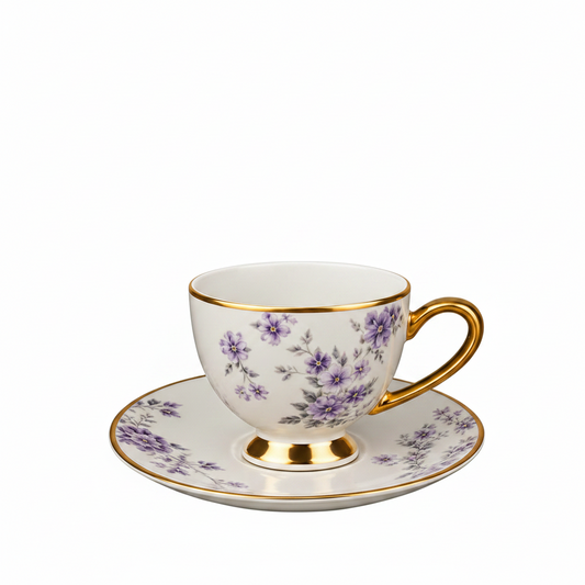 12 PCS Deluxe Cup & Saucer Set – Stylish Tea & Coffee Tableware