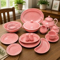 Luxury 72-Piece Pink Mirage Speckled Dinnerware Set