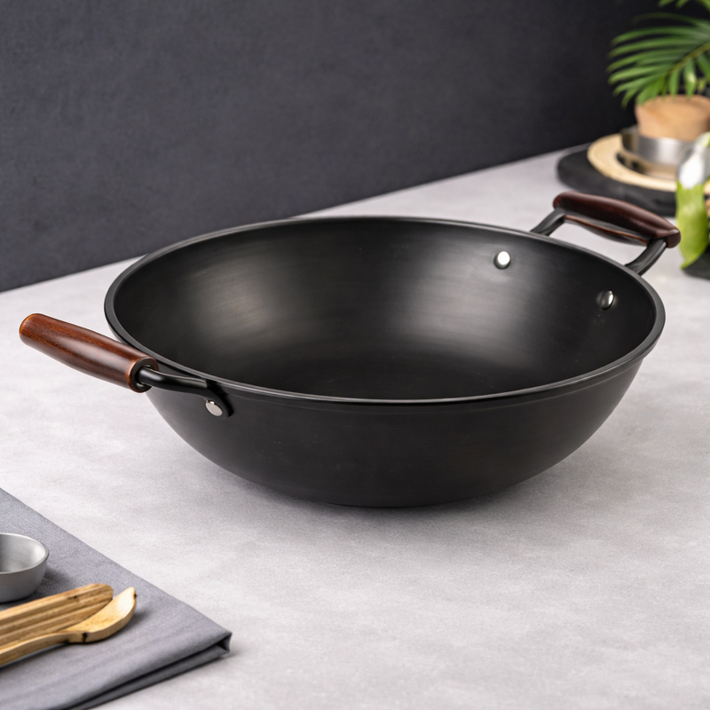 Double Handle Karahi with Honeycomb Pattern – 22 cm | 26 cm - Habitt