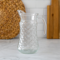 Crystal-Clear 1700 ml Glass Jug with Textured Design – Large Water & Juice Pitcher