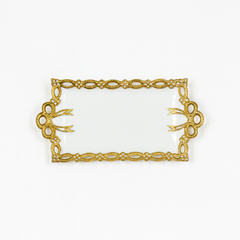 Elegant Rectangular Decorative Serving Tray – Gold Trim