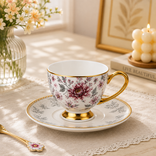 12 PCS Heritage Cup & Saucer Set – Elegant Tea & Coffee Serving Collection