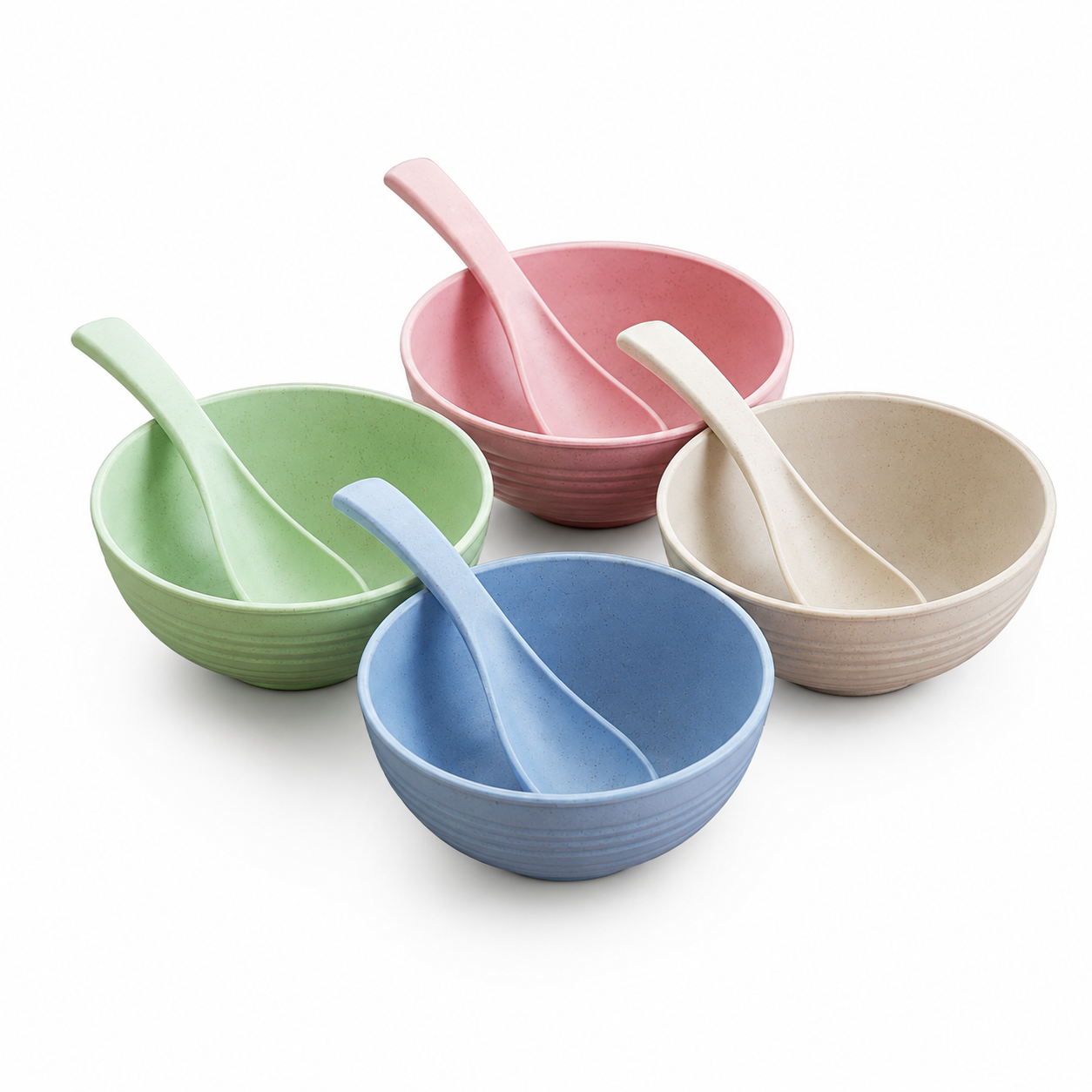 Imperial Soup Bowl Set with Spoon – 4 Piece Pastel Serving Bowl Collection - Habitt