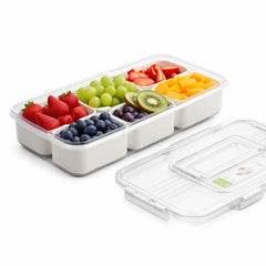 Plastic Snack Storage Box with 4 or 6 Partitions – Transparent Food Organizer with Lid - Habitt