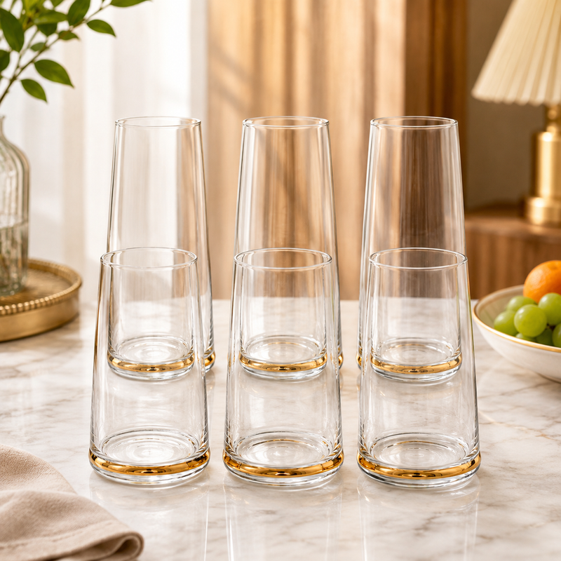 6 Pcs Clear Drinking Glass Set – Elegant Everyday Glassware Set