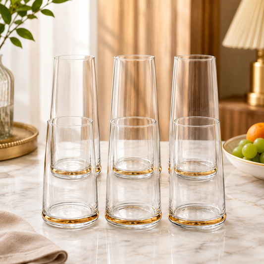 6 Pcs Clear Drinking Glass Set – Elegant Everyday Glassware Set
