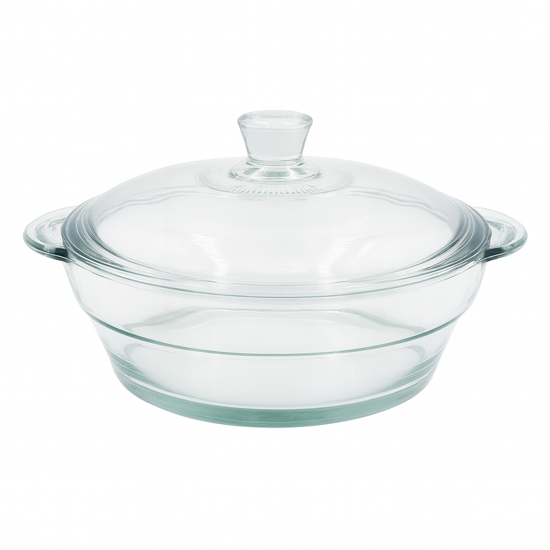 Clear Glass Casserole with Lid – Heat-Resistant Round Cooking & Serving Dish (750 ml / 1 L / 1.5 L) - Habitt
