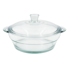Clear Glass Casserole with Lid – Heat-Resistant Round Cooking & Serving Dish (750 ml / 1 L / 1.5 L)