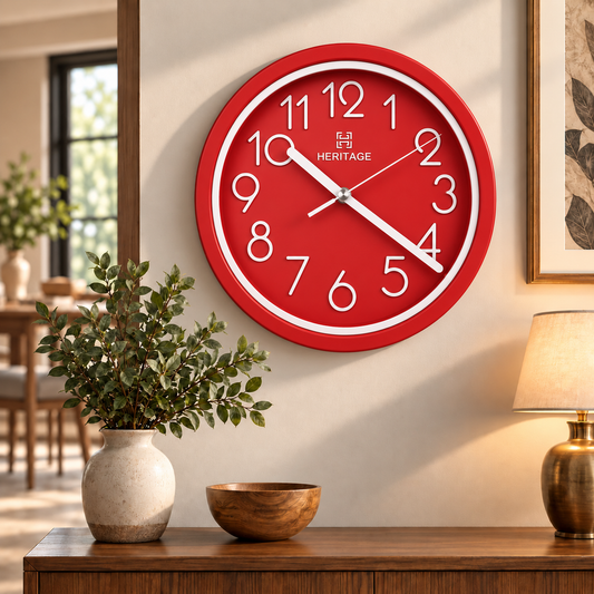 HERITAGE Wall Clock Fantasy CLK-044E – 15" Red & White