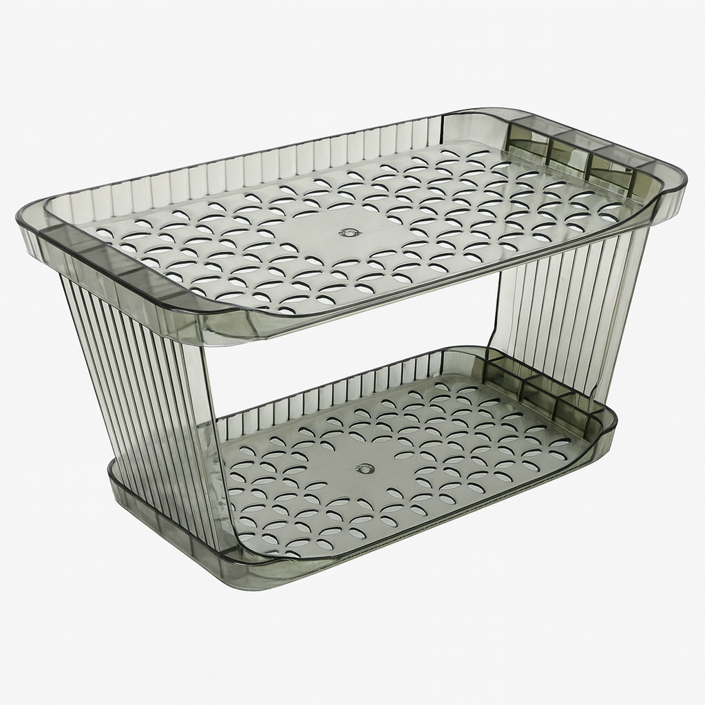 Acrylic 2-Layer Bathroom Rack – Clear Storage Shelf for Toiletries & Accessories