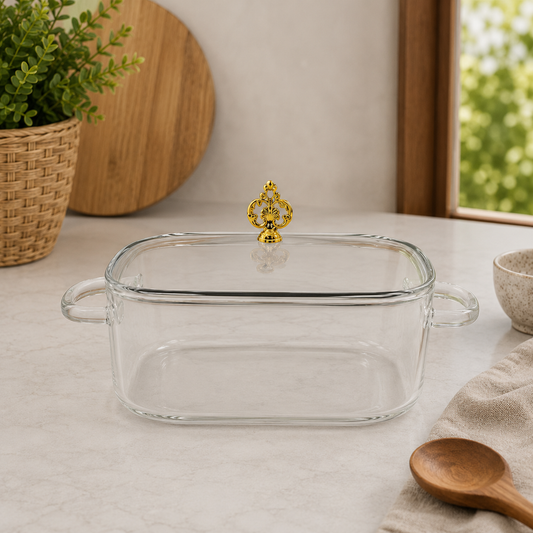 4000ML Glass Cooking Pot with Lid | Large Glass Cooking Pot
