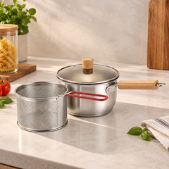 Stainless Steel Deep Frying Pot 2.5 Liter | Kitchen Cooking Pot