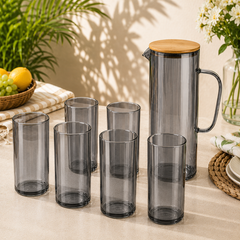 6 Piece Transparent Water Set with Jug | Drinkware Set