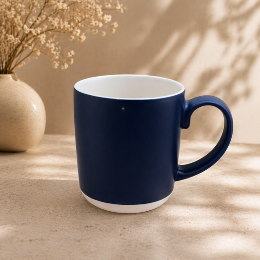 Navy Blue Coffee Mug – Minimalist Ceramic Tea & Coffee Cup with White Base - Habitt