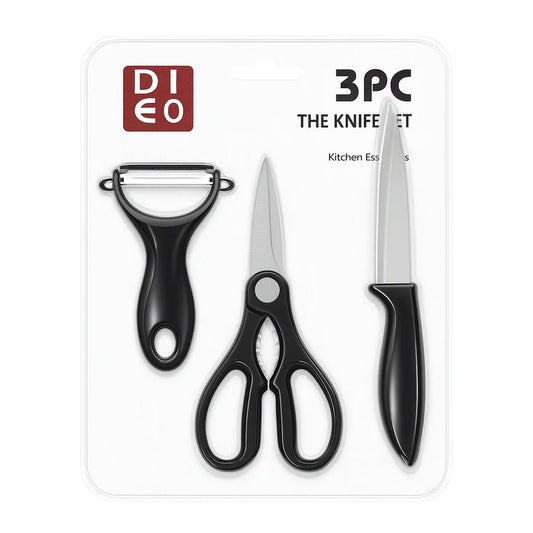 DIEO 3-Piece Kitchen Tool Set – Knife, Scissors & Peeler