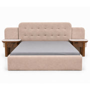 Clara King Size Bed | Luxury Upholstered Bed with Marble Accent Side Tables - Habitt