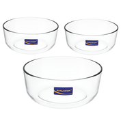 3-Piece Clear Glass Bowl Set – 1215 ml Durable Multi-Purpose Mixing & Serving Bowls - Habitt