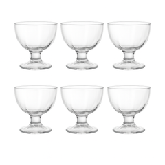 Clear Pressed-Glass Ice Cream Cups – 6-Piece Footed Dessert Set, 210 ml Capacity (Y4002)