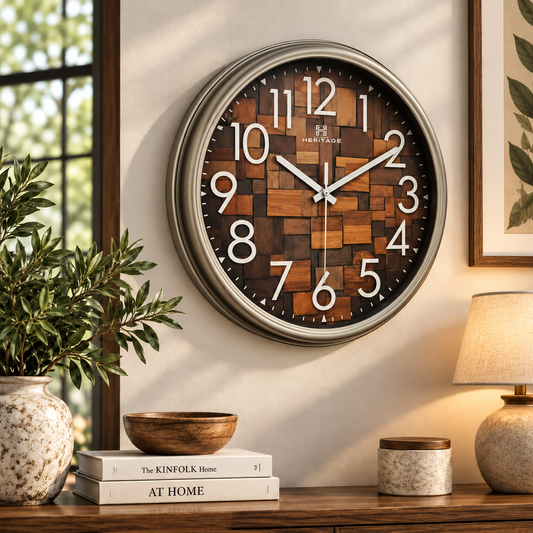 Heritage Wall Clock Rustic – 14.50 Inch Vintage Gear Design Decorative Wall Clock