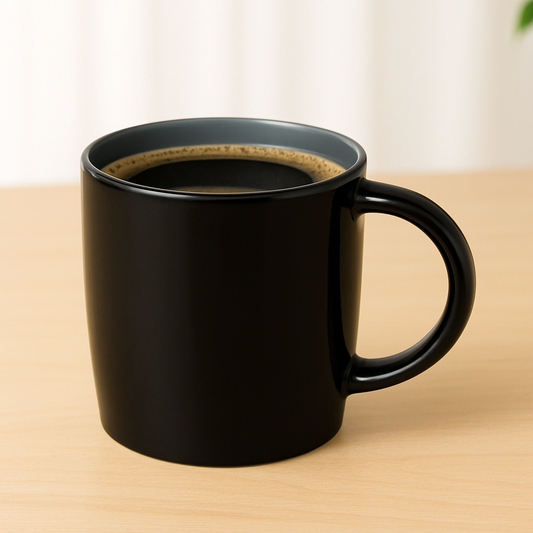 Glossy Black Ceramic Mug – Classic Coffee & Tea Cup