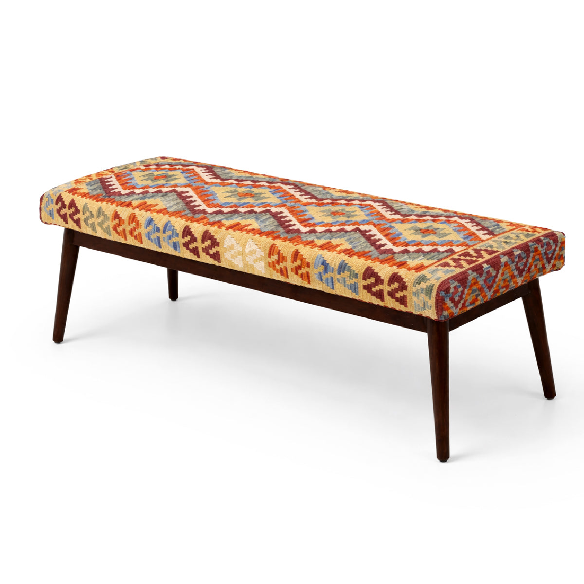 Oaklin Upholstered Wooden Bench (Setti) – Modern Fabric Seating Bench with Solid Wood Legs - Habitt