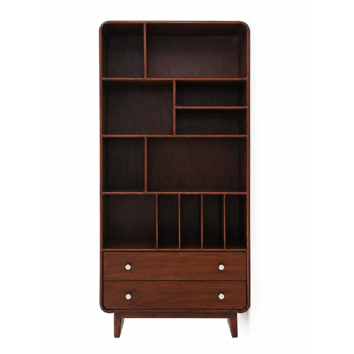Aurra Wooden Display Shelf | Modern Storage Bookcase with Drawers - Habitt