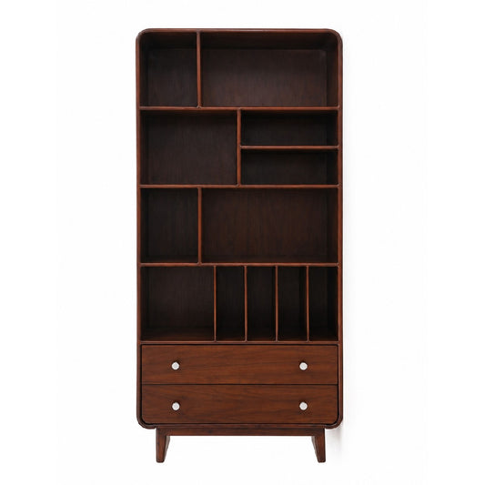 Aurra Wooden Display Shelf | Modern Storage Bookcase with Drawers - Habitt