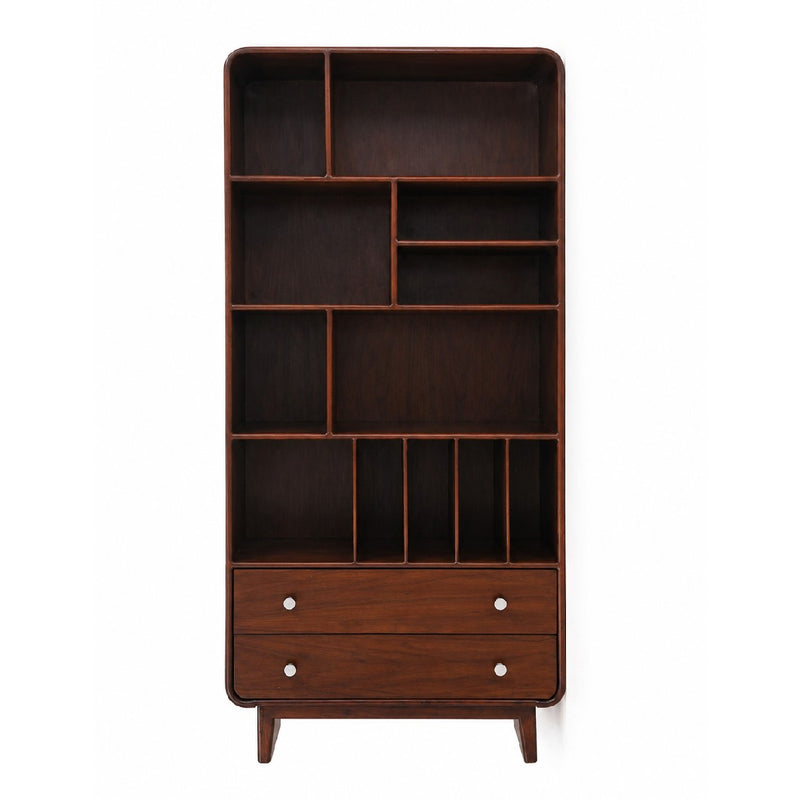 Aurra Wooden Display Shelf | Modern Storage Bookcase with Drawers - Habitt