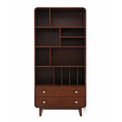 Aurra Wooden Display Shelf | Modern Storage Bookcase with Drawers - Habitt