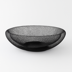Double Base Metal Mesh Basket – Black | Modern Decorative Fruit &amp; Storage Bowl
