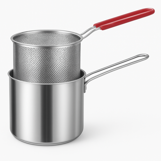 3-Piece Deep Fry Pot Set – Stainless Steel Fryer with Basket
