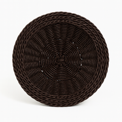 3-Piece Handwoven Round Cane Bread Basket Set – Dark Brown Rattan Serving Baskets for Dining, Kitchen & Restaurant Use