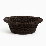 3-Piece Handwoven Round Cane Bread Basket Set – Dark Brown Rattan Serving Baskets for Dining, Kitchen & Restaurant Use - Habitt