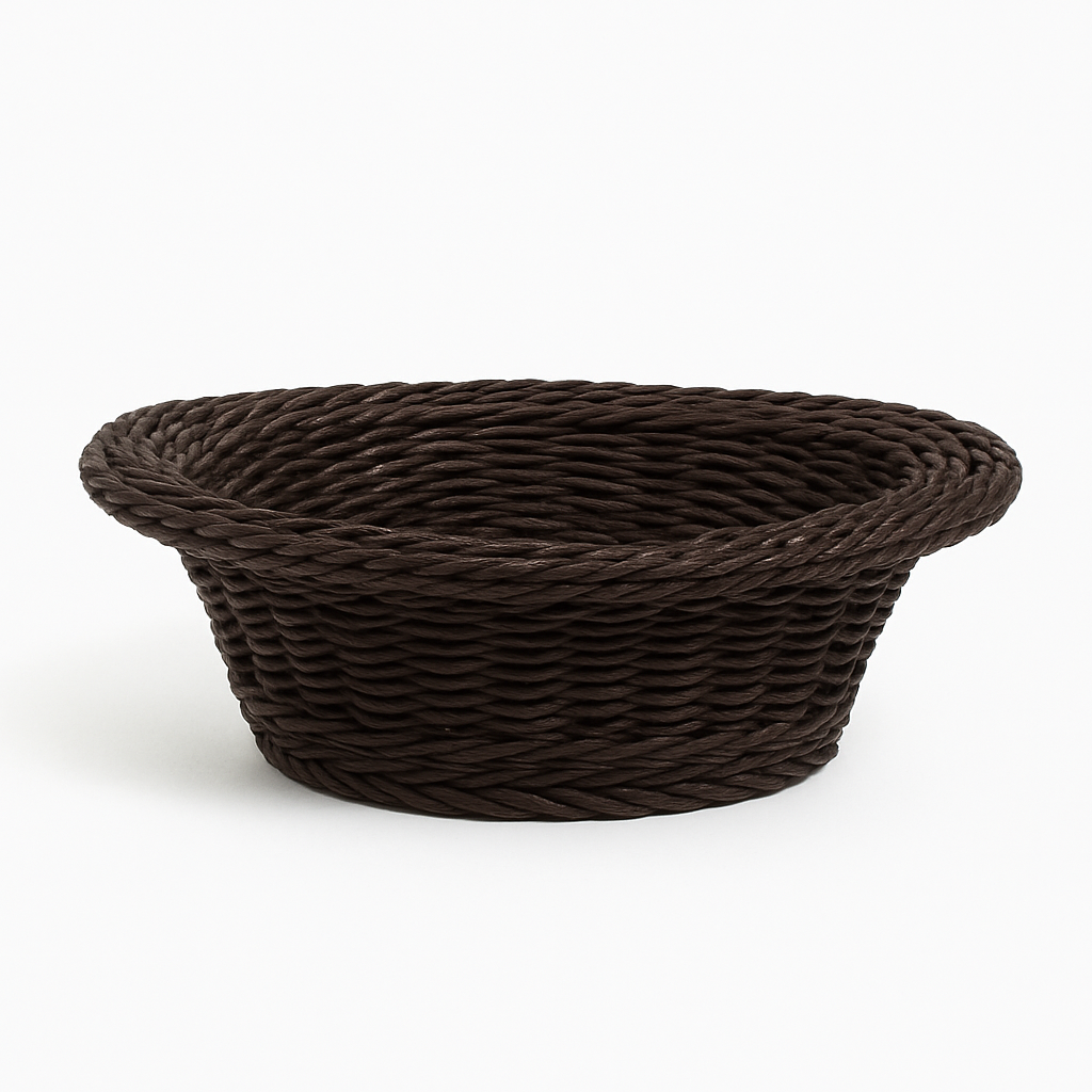3-Piece Handwoven Round Cane Bread Basket Set – Dark Brown Rattan Serving Baskets for Dining, Kitchen & Restaurant Use