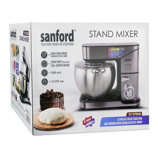 Sanford Stand Mixer 2000W – 10 Liter Stainless Steel Bowl, Full Copper Motor, 6 Speed (SF-1370SM)