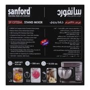 Sanford Stand Mixer 2000W – 10 Liter Stainless Steel Bowl, Full Copper Motor, 6 Speed (SF-1370SM) - Habitt