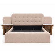 Clara King Size Bed | Luxury Upholstered Bed with Marble Accent Side Tables - Habitt