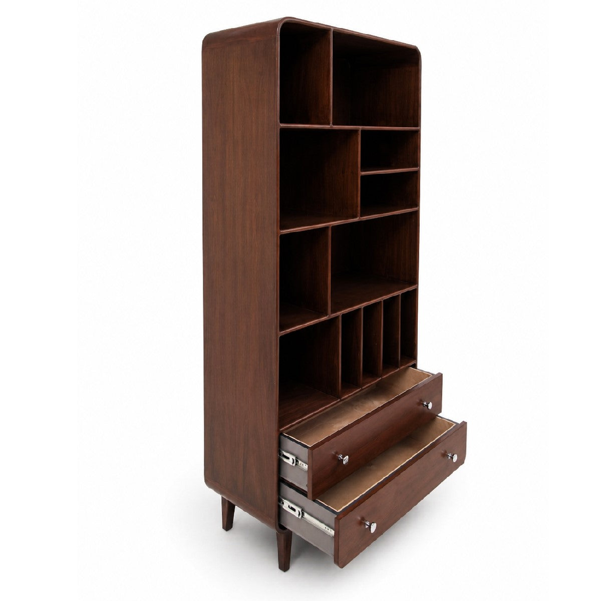 Aurra Wooden Display Shelf | Modern Storage Bookcase with Drawers - Habitt