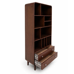 Aurra Wooden Display Shelf | Modern Storage Bookcase with Drawers - Habitt