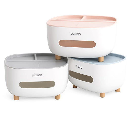 ECOCO Tissue Box – Modern Multipurpose Tissue Holder with Storage Compartments